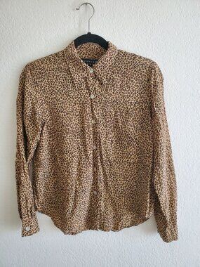 Vintage Spenser Jeremy Petites 100% Silk leopard print blouse